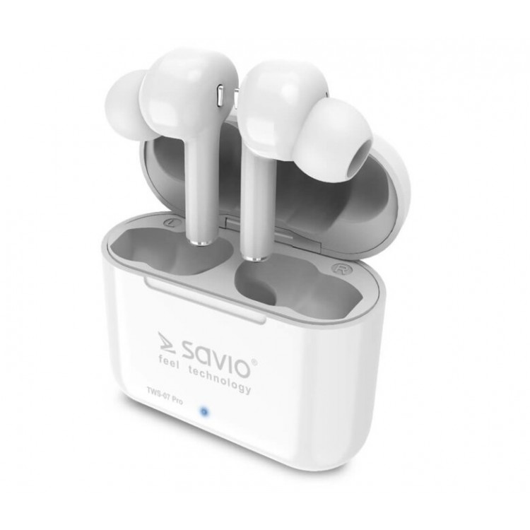 Casti Audio In-Ear, Savio TWS-07 PRO, True Wireless, Bluetooth 5.0, Alb