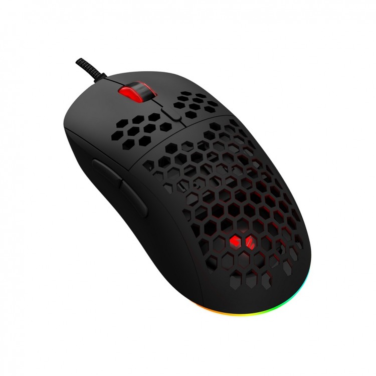 Mouse gaming profesional Savio HEX-R, 12000 DPI, Senzor Pixart PMW 3327, iluminare RGB, cablu 1.8m, negru