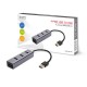 Hub USB 3.0, 4 porturi Savio AK-44, carcasa aluminiu, gri