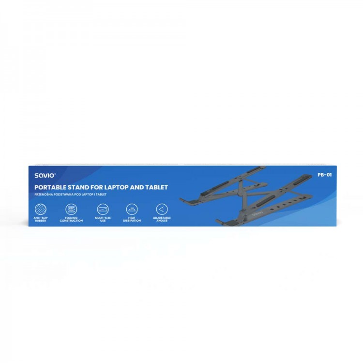 Stand portabil Savio PB-01, pentru tablete grafice / laptop cu diagonala de pana la 15.6", ajustabil