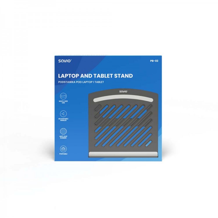 Stand portabil Savio PB-02, pentru tablete grafice / laptop cu diagonala de pana la 15.6"