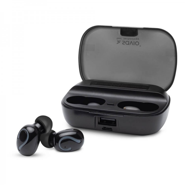 Casti Audio In-Ear, Savio TWS-06, True Wireless, Deep Bass, Bluetooth 5.0, Power Bank 1200 mAh, Black
